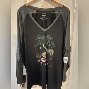 Torrid Gray and Black Long Sleeve Graphic Tee